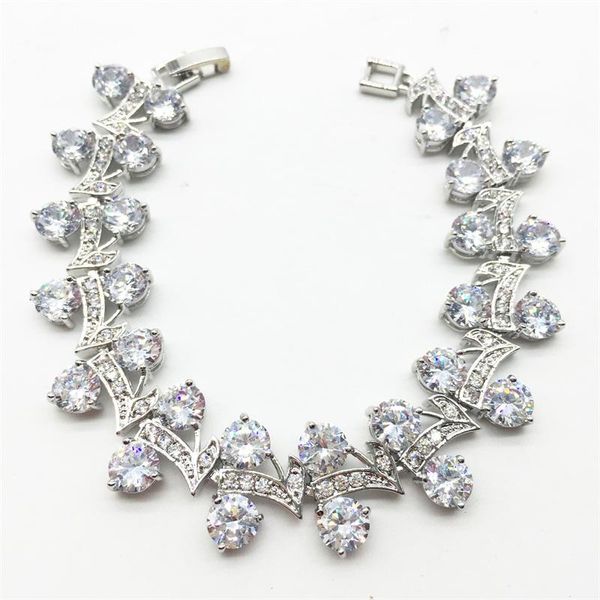 

link, chain white mystic & rhodium plated overlay link bracelet 7 inch, Black