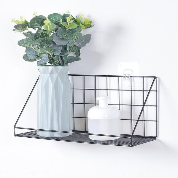 

hooks & rails wrought iron hanger storage hanging basket punching-wall shelf organizer battery