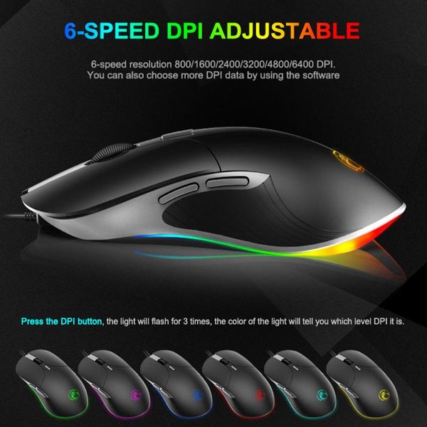 

mice configuration usb wired gaming mouse rgb programmable 6400/3200 dpi optical for lappc computer gamer