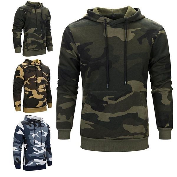 

hommes camoflage sweat capuche militaire camouflage pull 2021 mode pais coupe mince polaire vtements de sport men's hoodies & sweatshir, Black