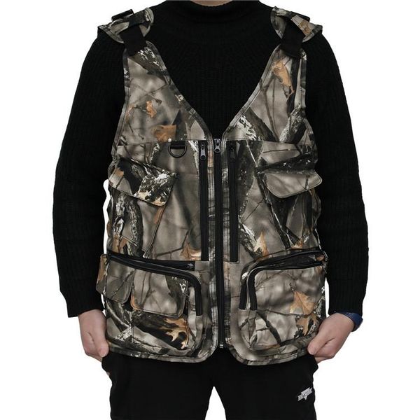 

hunting jackets outdoor multifunctional cs cotton camouflage tactical vest breathable mesh multi-pocket designsimple fishing, Camo;black