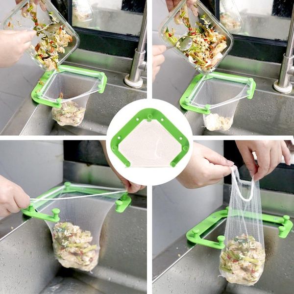 

kitchen storage & organization sink strainers basket triangle tri-holder corner filter net eco-friendly mesh bag for food waste leftover
