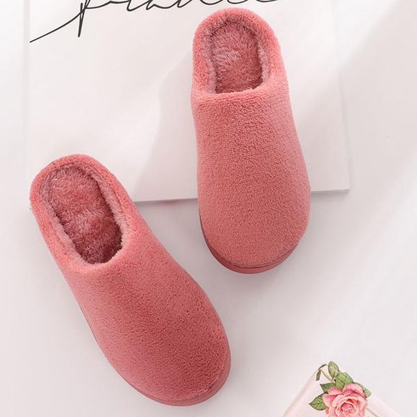 

slippers women's winter non-slip indoor waterproof plush soft cotton solid floor house shoes 2021, Black