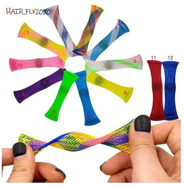 

finger toys camouflage patchwork colors braided mesh tube and marble ball fidget sensory toys for kids anti anxiety decompression gifts fa23