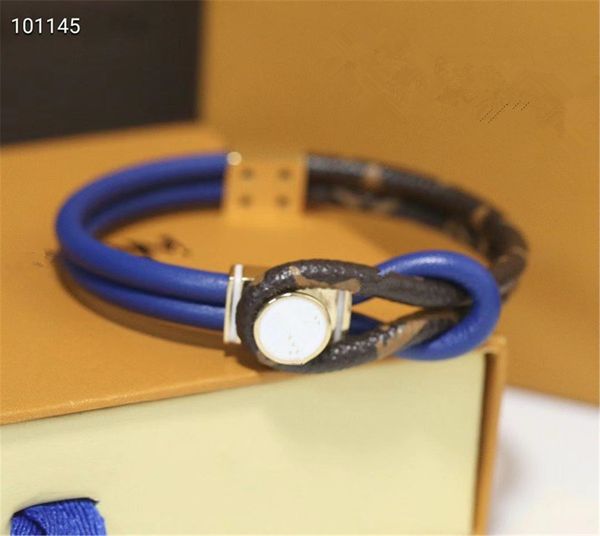 

beautiful classic letter flower women men leather bracelet with box can be wholesale aaa111, Golden;silver