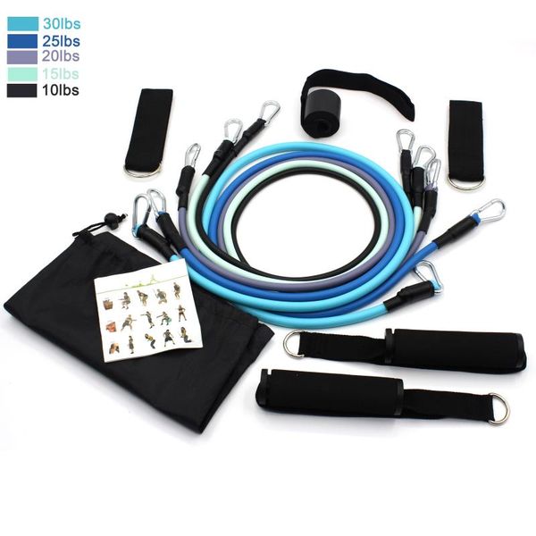 

pieces latex resistance bands set elastic tube yoga pilates abs gym home workout exercise fitness equipment