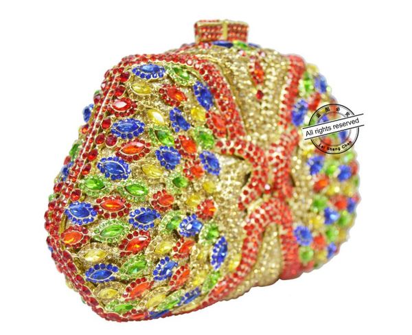 

evening bags laisc red luxury crystal clutches box shape party women handbags wedding chain purse rhinestones sc1301 gkvt