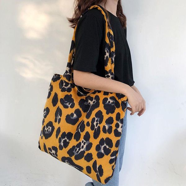 

shoulder bags leopard print tote bag,large capacity corduroy travel bag,18 inch bag,brown/yellow/gray
