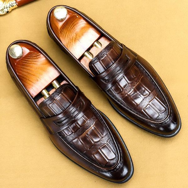 

men oxford genuine dress shoes brogue leather brand casual shoe wedding business pointed toe black khaki formal