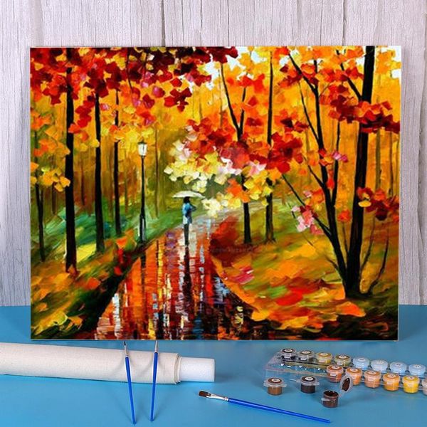 

paintings oil painting style fall park by numbers complete kit acrylic paints 50*70 paiting home decor handiwork