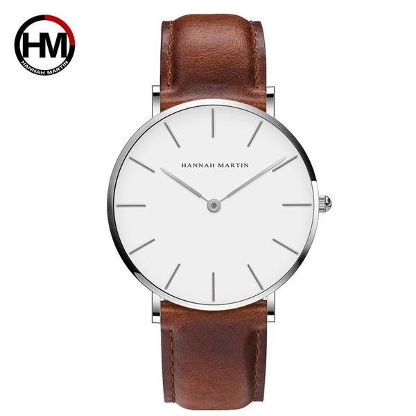 

wristwatches classic men's business genuine leather wristwatch waterproof ultrathin round dial japanese quartz movement simple watch, Slivery;brown