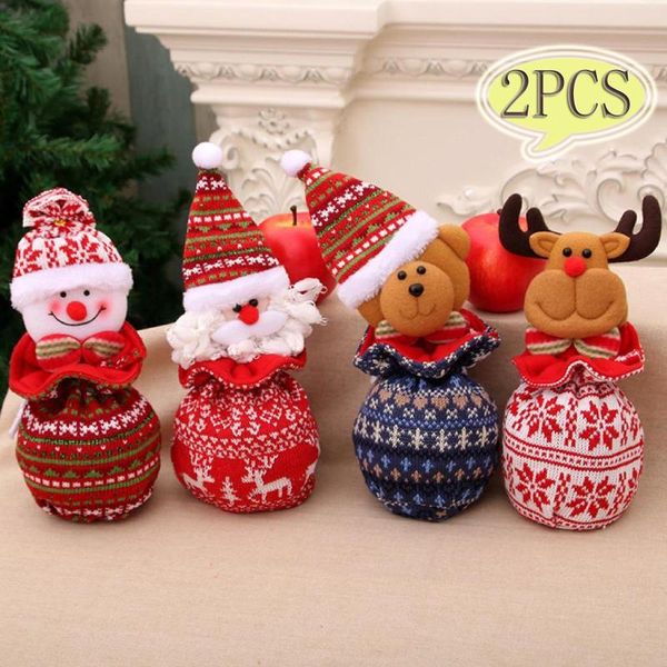 

christmas decorations candy bags gift treat bags,drawstrings burlap goody favors santa claus deer
