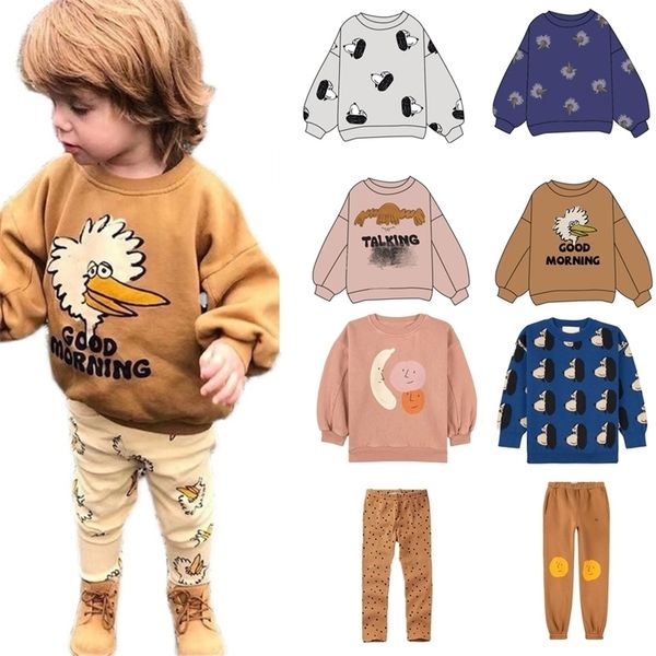 

kids clothes sets toddler boys autumn casual clothing set brand baby girls outfit cartoon jumpers sweatshirt pants 220212, White