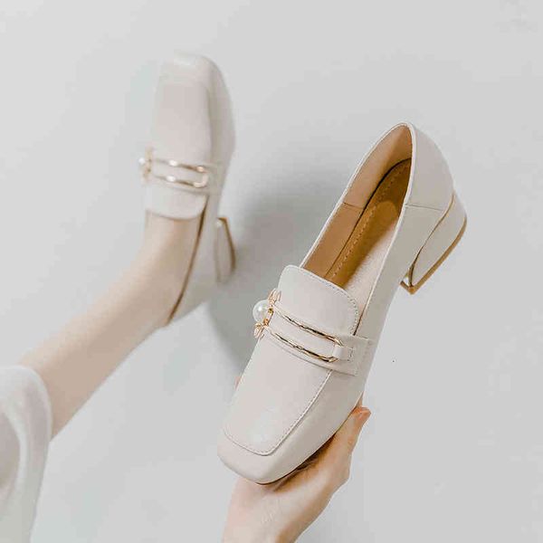 

dress shoes fashion spring women white split leather short heels pumps casual loafers x9ns, Black
