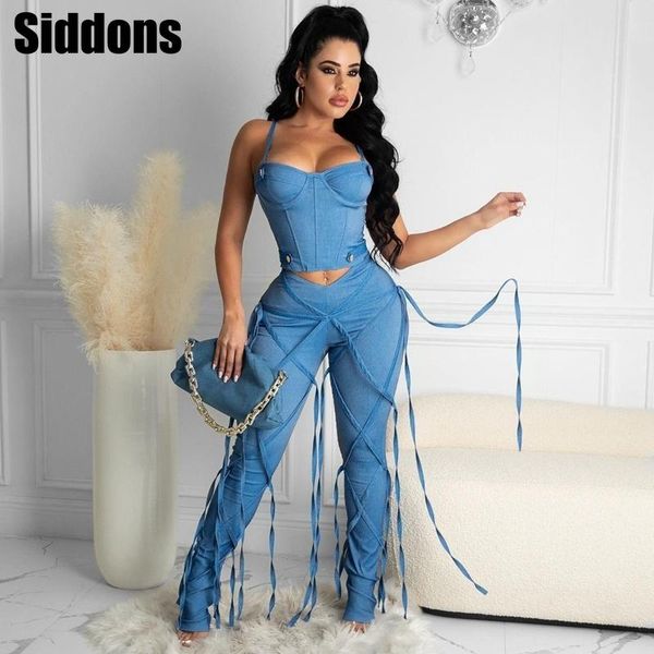 

streetwear women bottoms bandage blue jeans pencil pants high waist strech slim skinny denim trousers women's