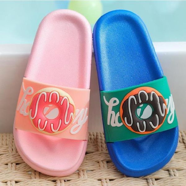 

slippers cute donut indoor outdoor parent child shoes anti-skid muted summer cool sandals breathable beach bath, Black