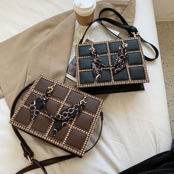 

shoulder bags 2021 trendy fashion net red portable small square bag hit color plaid single messenger designer luxury