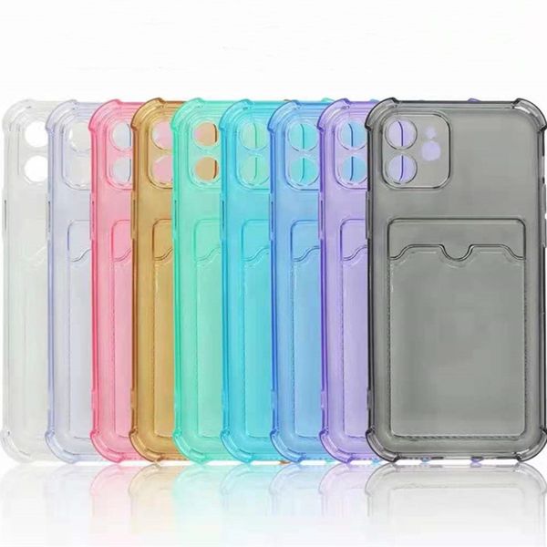 

transparent color phone cases with card slot for iphone 13 12 mini 11 pro max x xs xr 8 7 6s plus