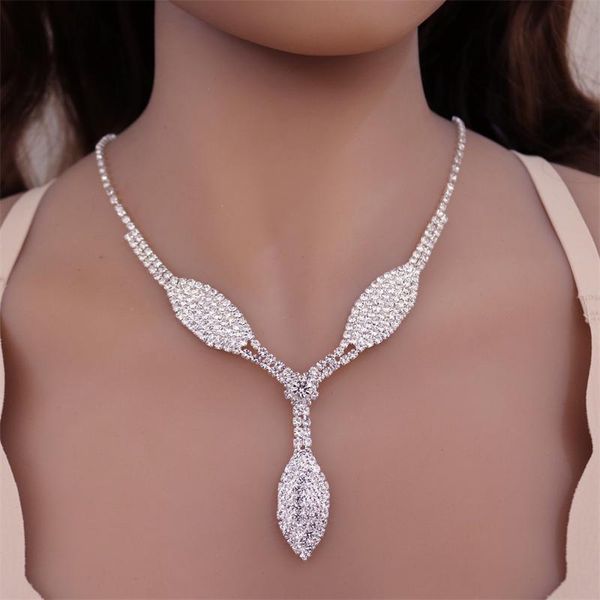 

chokers big leaf rhinestone pendant necklace crystal rhinestones for girls&women lovers jewelry gift, Golden;silver