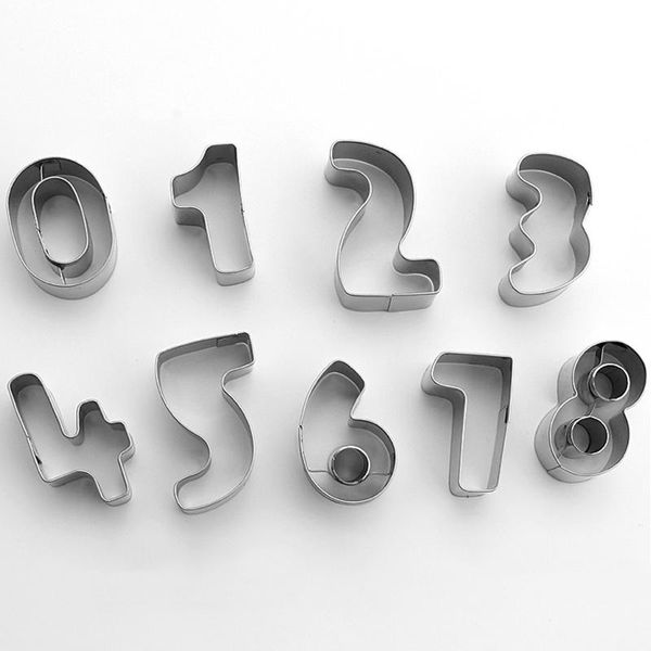 

baking & pastry tools 6pcs cookie molds diy number shape biscuit stainless steel moulds fondant cake mold cutter bakeware