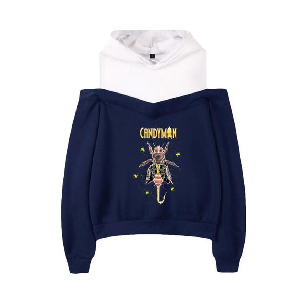 

women's hoodies & sweatshirts candyman female off shoulder sweatshirt women's pullover harajuku streetwear fashion clothes, Black