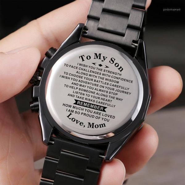 

mom to my son engraved luxury fashion leisure 30m waterproof watches birthday graduation gift christmas presents wristwatches, Slivery;brown