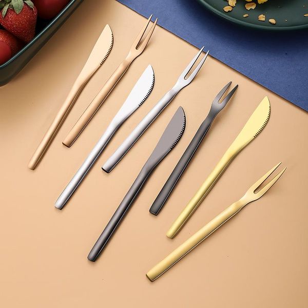 

dinnerware sets 1pc mini children tableware picnic cutlery set fruit dessert knife fork stainless steel thicken kitchen utensils