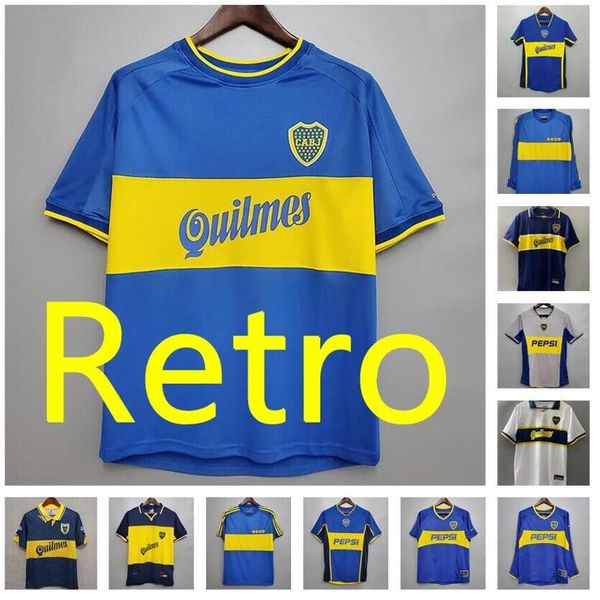 1981 Boca Juniors Retro Jerseys Classic Vintage Maradona Manica Lunga Calcio Jersey 1999/00 2003/04 Camicia da calcio manica corta romana Maillo