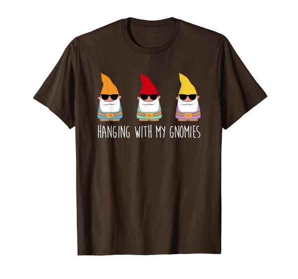 

hanging with my gnomies shirt funny yard gnome garden gift, White;black
