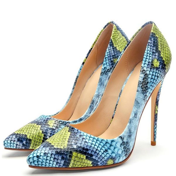 

dress shoes yechne women snake skin high heels wedding party woman plus size 33 43 blue punch pumps stiletto, Black