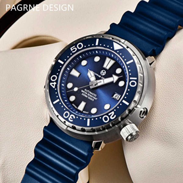 

pagrne design diving watch men's sports mechanical es 300m waterproof sapphire crystal automatic wrist pagani design 210728, Slivery;brown