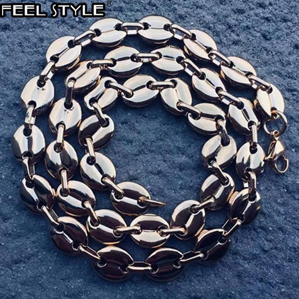 

link, chain hip hop 316l steel stainless width 11mm 20cm coffee beans link necklace bracelets for men jewelry dropship, Black