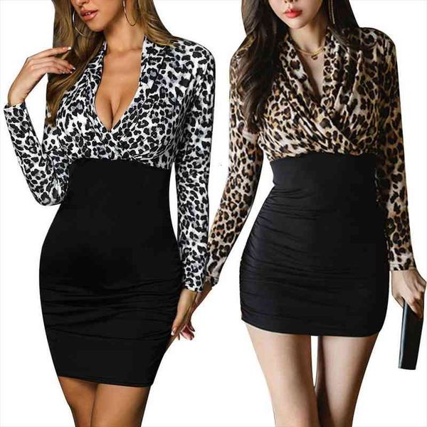 

dresses for women front crossing v neck leopard print cocktail party bodycon mini dress black xxl, Black;gray
