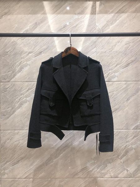 

women's wool & blends european goods double-sided cashmere brief paragraph coat loose long-sleeved suit brought cloth female temperamen, Black