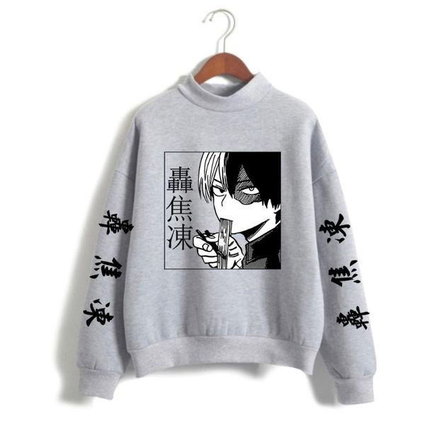 

men's hoodies & sweatshirts anime my hero academia so todoroki turtleneck sweatshirt women outwear harajuku streetwear cartoon leisur, Black