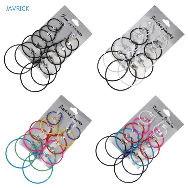 

hoop & huggie 6 pairs/set earrings women jewelry circle fashion black white charm simple drop for girls party, Golden;silver