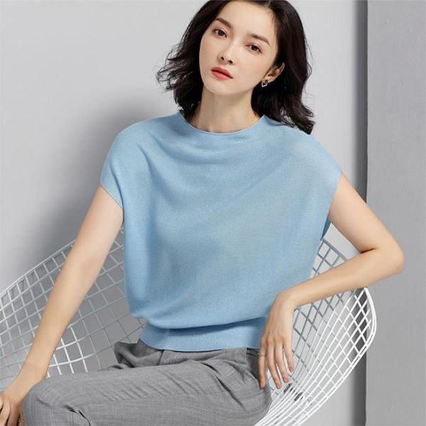 

batwing sleeve women shirt summer blouses for knitted fashion shiny pullovers jumper knitting casual ladies, White