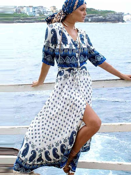

casual dresses buttons up boho long beach outing print vintage robe holiday maxi es for women with sashes k7za, Black;gray