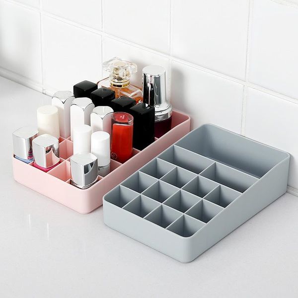 

solid color 15 grid makeup organizer storage box lipstick nail polish display stand holder cosmetic jewelry boxes & bins