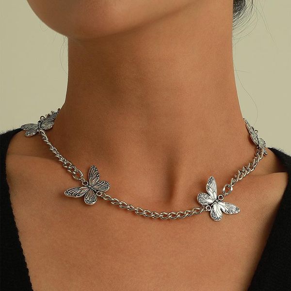 

chokers vintage butterfly pendant necklace stylish individuality butterflies pearl charms jewelry for women party gift ideas, Golden;silver