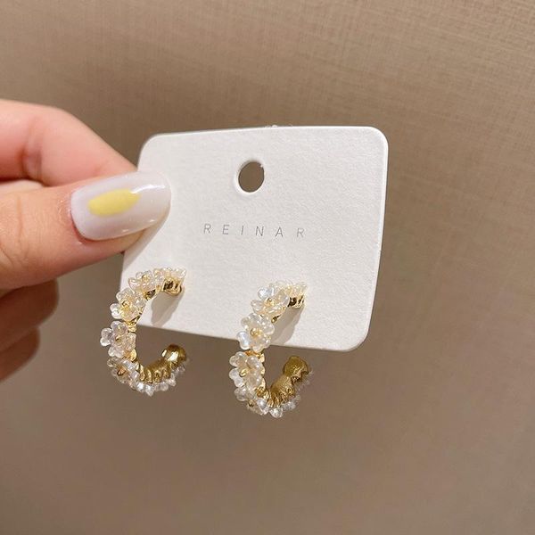 

stud flower c- shaped earrings super gentle femaleelegantÂ, Golden;silver