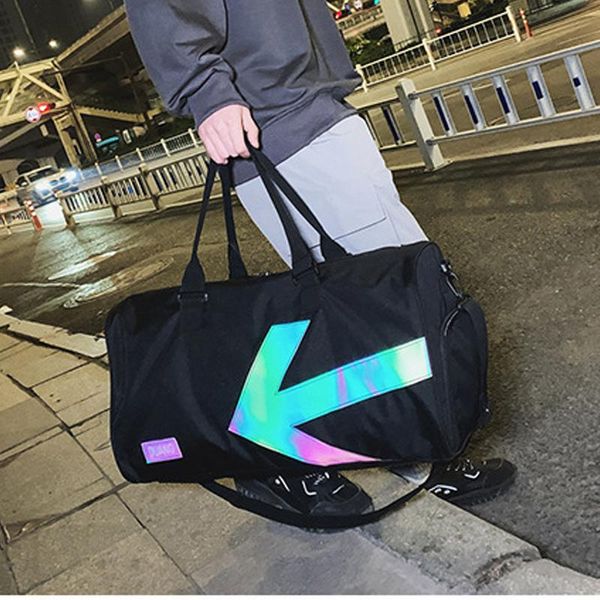 

men women large capacity travel handbag fitness training shoulder bag outdoor sport reflective gym durable duffle xa608f duffel bags