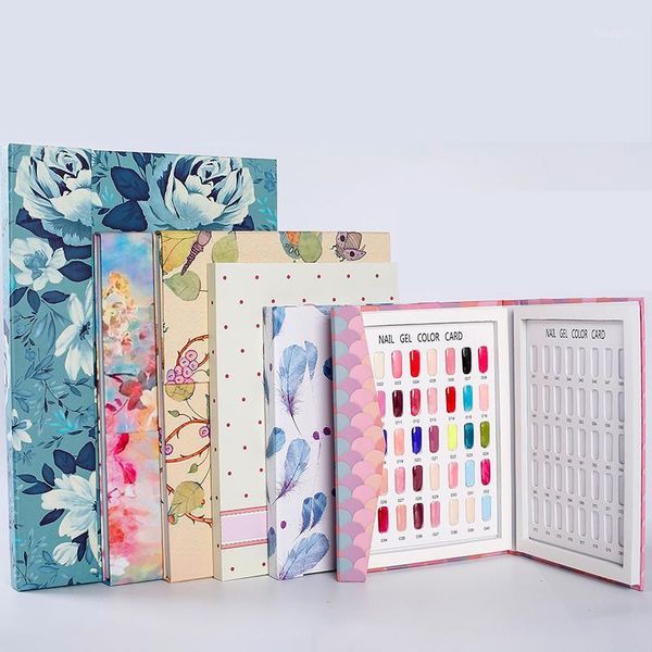 

color card nail gel display book 48/60/80/88/120/180/216 professional double-side embedded model with fake tips1, Red;gold