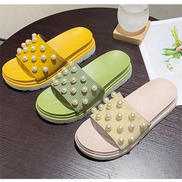 

transparent slippers woman 2021 luxury slides platform jelly flip flops yellow green shoes designer flat home, Black