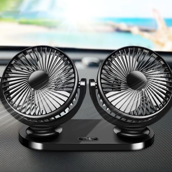 

electric fans double-head mini car fan adjustable direction small three-blade usb portable with self-adhesive