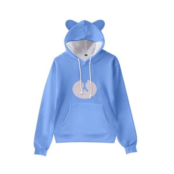 

blue bear cute boy girl clothes hooded 3d printing hooded sweater autumn early winter ears hooded pullover, Black