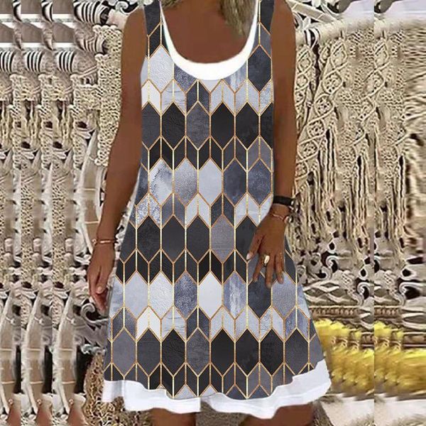 

women's swimwear 2021 summer casual t-shirt dresses beach plus size loose dress print sleeveless fashion o neck vintage, White;black