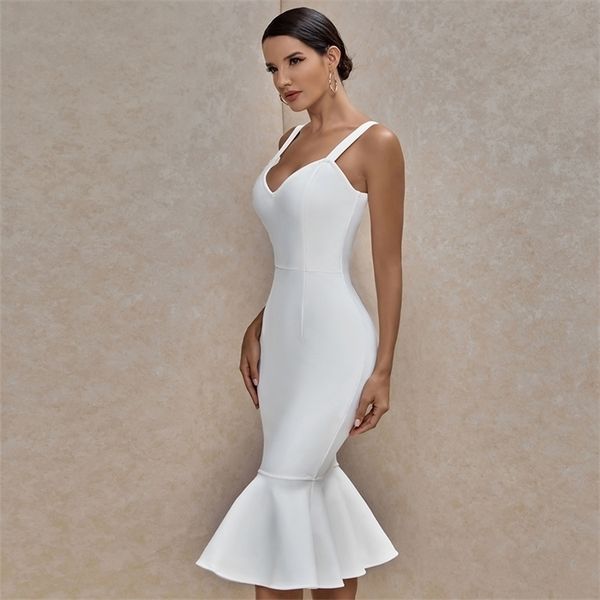 

ocstrade white bandage dress 2021 new arrival summer women mermaid bandage dress bodycon celebrity evening party club dress, Black;gray