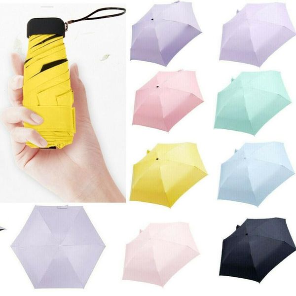 

umbrellas pocket sun umbrella mini 5 folding rainy 48cm black gum anti-uv agent for student lady rain windproof