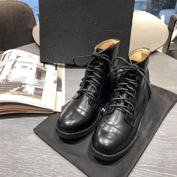 

boots c designer lace up ladies fashion cow leather black platform shoes spring autumn riding england
